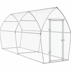 HELLOSHOP26 - Cage pour poules argenté 400 x 105 x 182 cm acier galvanisé argent