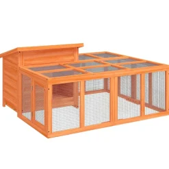 HELLOSHOP26 - Clapier 144 x 123 x 67,5 cm bois de pin massif marron