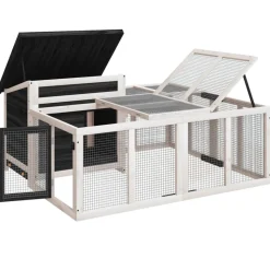 HELLOSHOP26 - Clapier 144 x 123 x 67,5 cm bois de pin massif gris