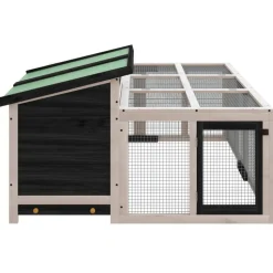 HELLOSHOP26 - Clapier 144 x 123 x 67,5 cm bois de pin massif gris