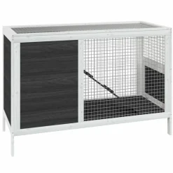 HELLOSHOP26 - Clapier 103 x 44 x 69,5 cm bois de pin massif gris