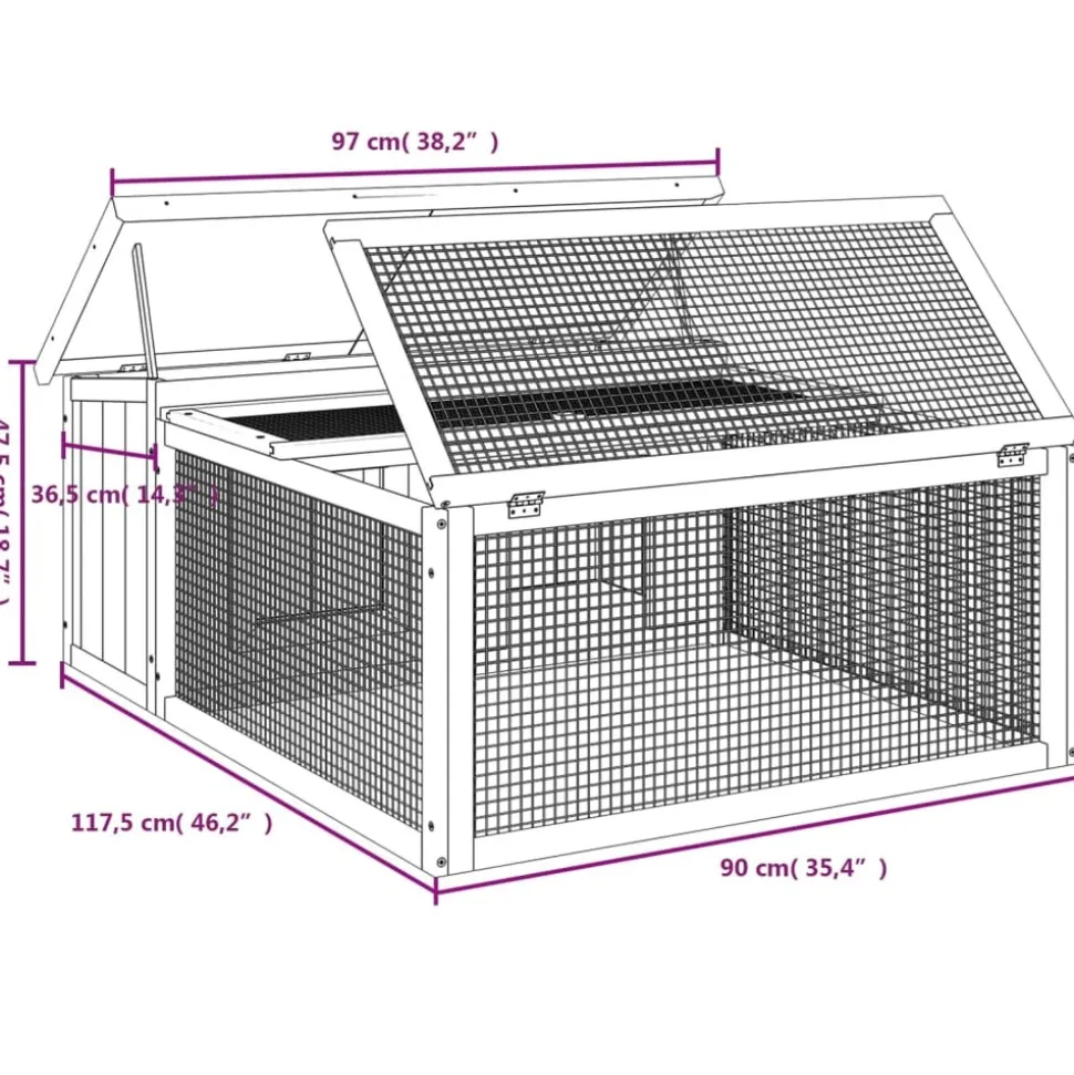 HELLOSHOP26 - Clapier 117,5 x 97 x 47,5 cm bois de pin massif marron