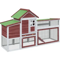 HELLOSHOP26 - Poulailler enclos cage poules moka 186,5 x 58,5 x 113 cm bois massif de pin marron