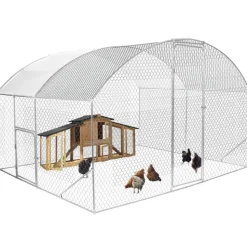 IDMARKET - Enclos poulailler dôme 7,5 m² parc grillagé 3x2,5 m avec porte latérale