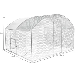 IDMARKET - Enclos poulailler dôme 7,5 m² parc grillagé 3x2,5 m avec porte latérale