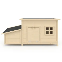 IDMARKET - Poulailler toit plat pour poules sur pilotis avec pondoir en bois, capacité jusqu'à 6 poules