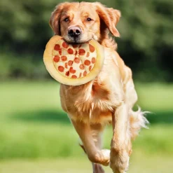 Jouet pour chien - mcboson - pizza simulée - frisbee peluche - avec son et papier crissant