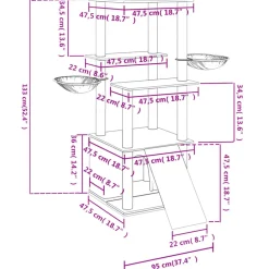 MAISON EXCLUSIVE - Arbre à chat avec griffoirs en sisal crème 133 cm