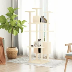 MAISON EXCLUSIVE - Arbre à chat avec griffoirs en sisal crème 162 cm