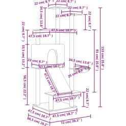 MAISON EXCLUSIVE - Arbre à chat avec griffoirs en sisal crème 153 cm