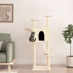 MAISON EXCLUSIVE - Arbre à chat avec griffoirs en sisal crème 143 cm