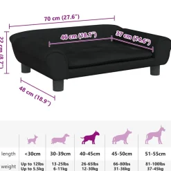 MAISON EXCLUSIVE - Lit pour chien noir 70x48x22 cm velours