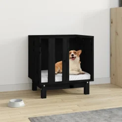 MAISON EXCLUSIVE - Niche pour chien noir 50x40x52 cm bois de pin massif