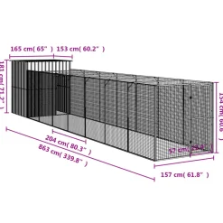 MAISON EXCLUSIVE - Niche pour chien avec cour gris clair 165x863x181 cm