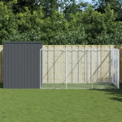 MAISON EXCLUSIVE - Niche pour chien avec cour anthracite 214x457x181 cm