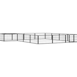 MAISON EXCLUSIVE - Parc pour chien 16panneaux noir 100x50cm acier enduit de poudre