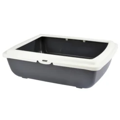 PARIS PRIX - Bac à litière pour chat "bicolore" 46cm gris & ivoire