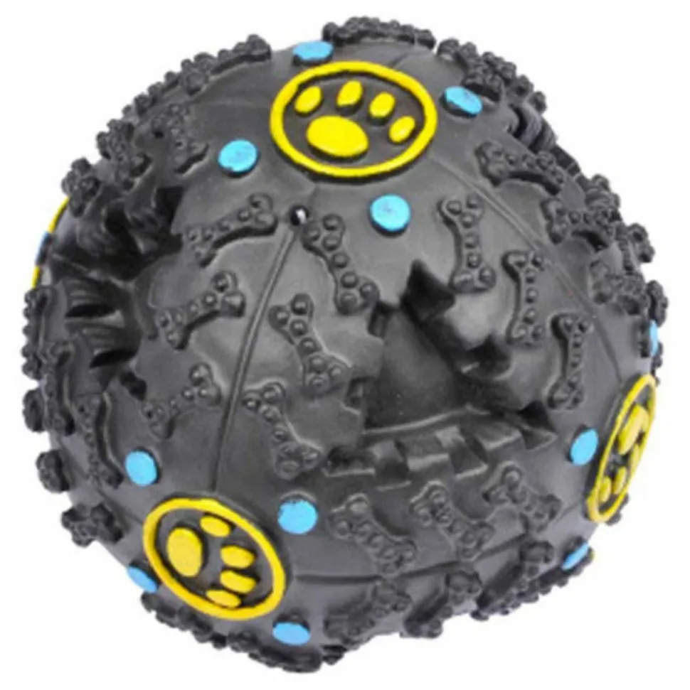 PARIS PRIX - Balle pour chien "distributeur de croquettes" 10cm noir