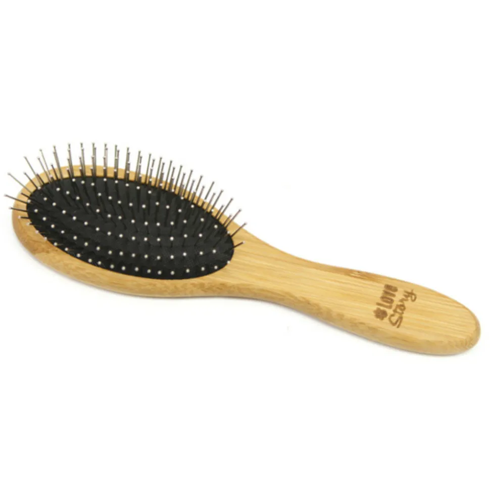 PARIS PRIX - Brosse de toilettage bambou "picots perles" 22cm naturel