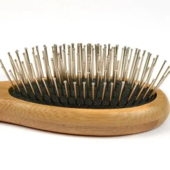 PARIS PRIX - Brosse de toilettage bambou "picots perles" 22cm naturel