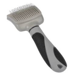 PARIS PRIX - Brosse de toilettage "manche ergonomique" 19cm gris