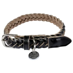 PARIS PRIX - Collier pour chien réglable "tressé" 30-45cm noir