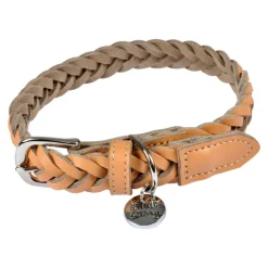 PARIS PRIX - Collier pour chien réglable "tressé" 30-45cm naturel