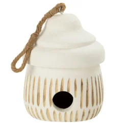 PARIS PRIX - Nichoir pour oiseaux en bois "ying" 27cm blanc & naturel