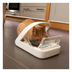 Surefeed distributeur de nourriture a puce electronique blanc pour chat et chien - pour croquettes ou alimentation humide
