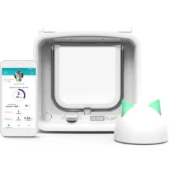 SUREFLAP - Chatiere a puce électronique connectée - blanc - 142 mm x 120 mm (livré avec le hub)