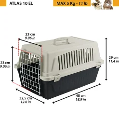 Transport rigide pour chats et chiens de petite taille atlas 10 el, porte an acier plastifié, grilles pour l'aération