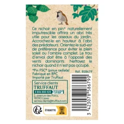 TRUFFAUT BIODIVERSITÉ - Nichoir Bulle en pin pour oiseaux du jardin - L.14 x l.12 x H.16 cm