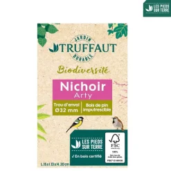 TRUFFAUT BIODIVERSITÉ - Nichoir Arty pour oiseaux du jardin - L.15 x l.13 x H.20 cm