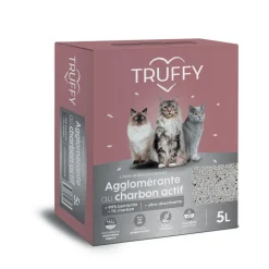 TRUFFY - Litière minérale agglomérante au charbon actif pour chat 5L