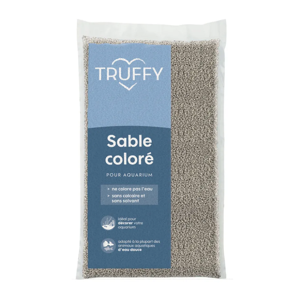 TRUFFY - Sable coloré pour aquarium d'eau douce Truffy gris 12Kg
