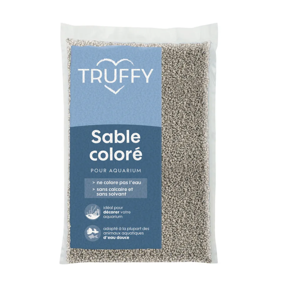 TRUFFY - Sable coloré pour aquarium d'eau douce Truffy gris 5Kg