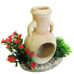 TYROL - Décor aquarium Tyrol Amphore Fleurs 15cm