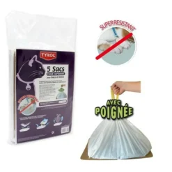 TYROL - Sac pour bac a litiere - - lot de 5 - fond cartonné - résiste aux griffes - 44 x 30 cm - pour chat