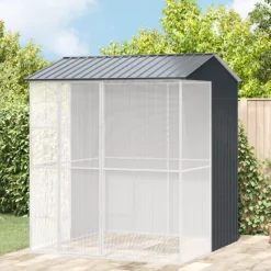 VIDAXL - Aviary pour oiseaux anthracite 215x210x247 cm en acier