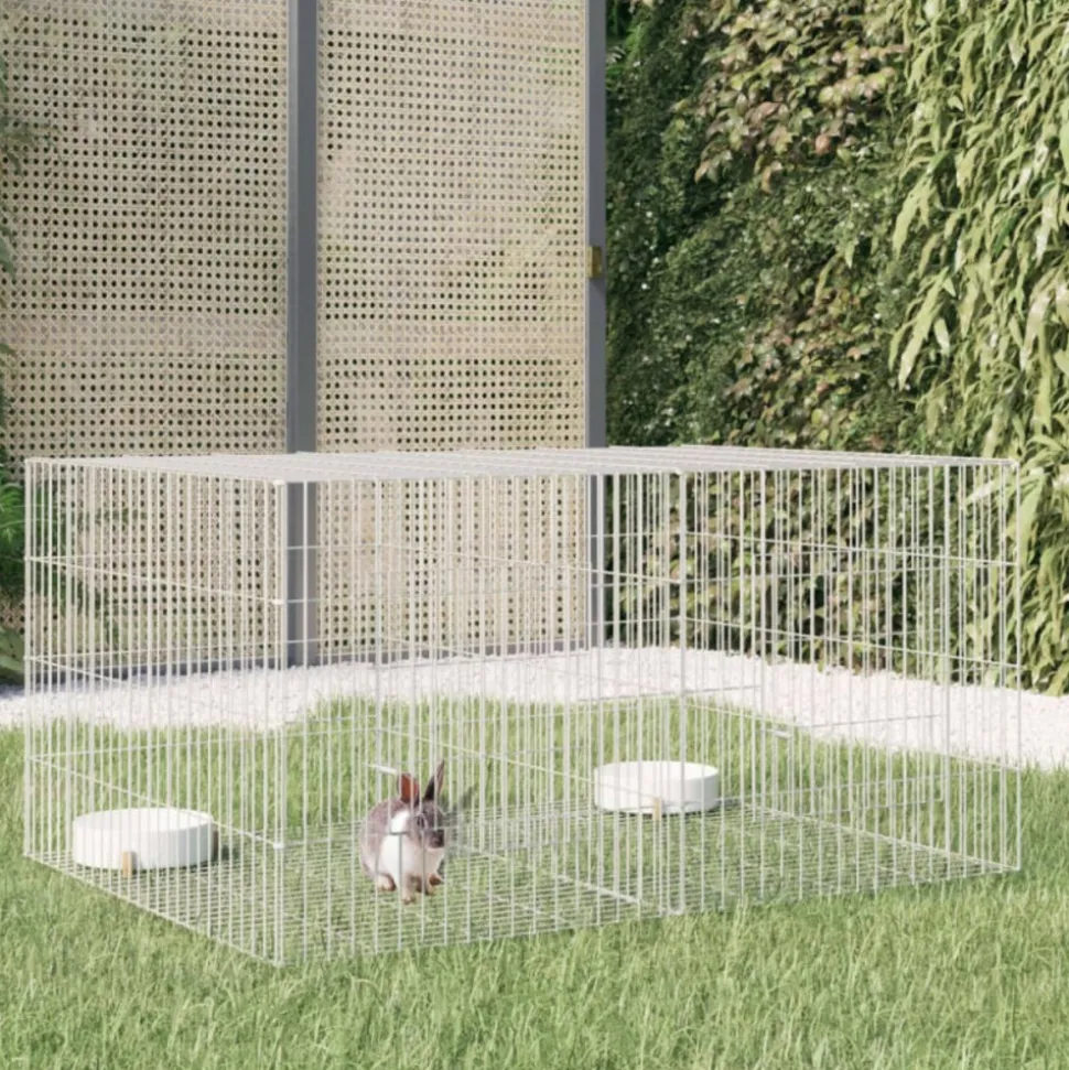 VIDAXL - Cage à lapin 2 panneaux 110x79x54 cm fer galvanisé