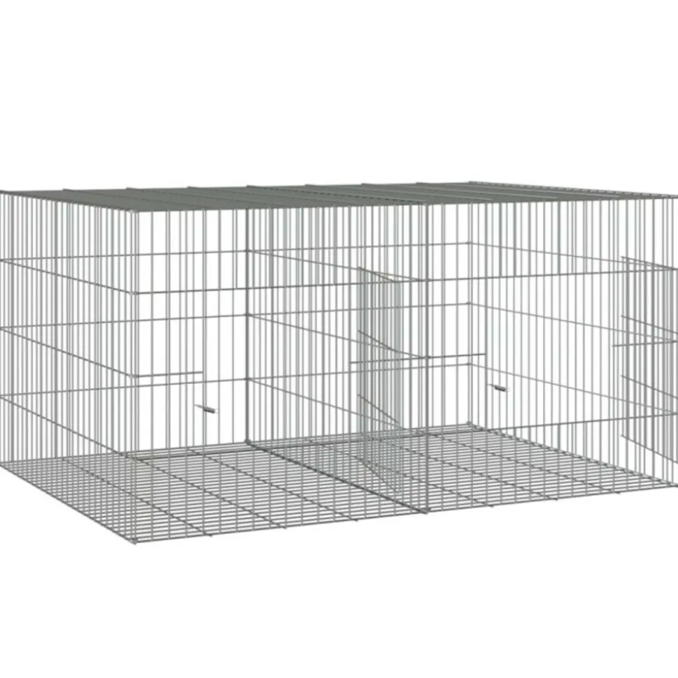 VIDAXL - Cage à lapin 2 panneaux 110x79x54 cm fer galvanisé