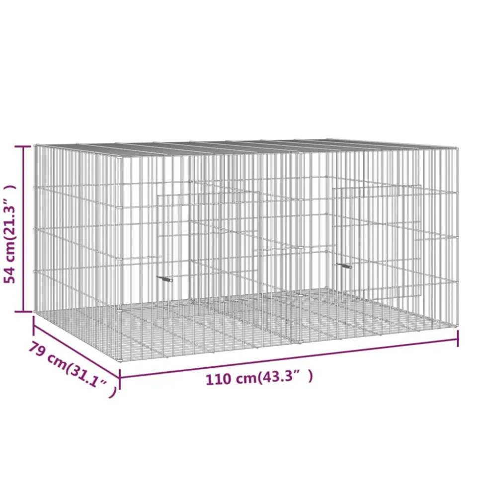 VIDAXL - Cage à lapin 2 panneaux 110x79x54 cm fer galvanisé