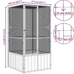 VIDAXL - Cage à oiseaux gris 111x107x211,5 cm acier galvanisé