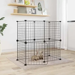 VIDAXL - Cage animaux de compagnie à 12 panneaux et porte noir 35x35 cm