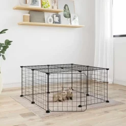 VIDAXL - Cage animaux de compagnie à 12 panneaux et porte noir 35x35 cm