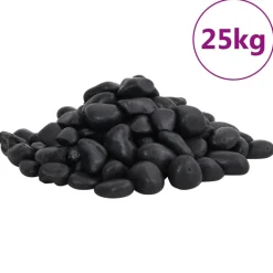 VIDAXL - Galets polis 25 kg noir 2-5 cm