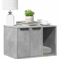 VIDAXL - Meuble de bac à litière pour chat gris béton bois d'ingénierie