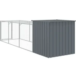 VIDAXL - Poulailler avec cour anthracite 110x405x110 cm acier galvanisé