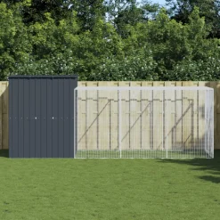 VIDAXL - Poulailler avec cour anthracite 165x455x181 cm acier galvanisé