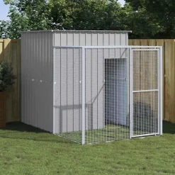 VIDAXL - Poulailler avec cour gris clair 165x251x181 cm acier galvanisé
